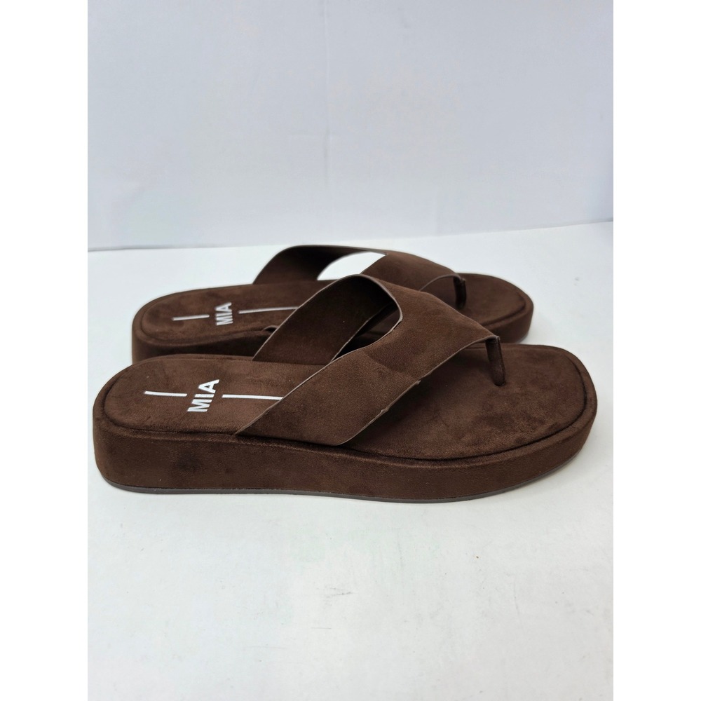 MIA Pamelia Platform Flip Flops Dark Brown Size 10 90s Style Retro